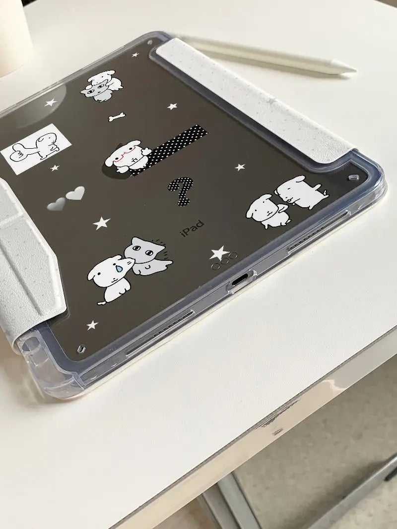 Wave Point Dog 3Y-Fold Tablet Case For iPad Pro 10/11/2020/6th/7th /8th /Air 3rd/Air 4th/9th gen/Air 5th Air 11 Magnetic Buckle