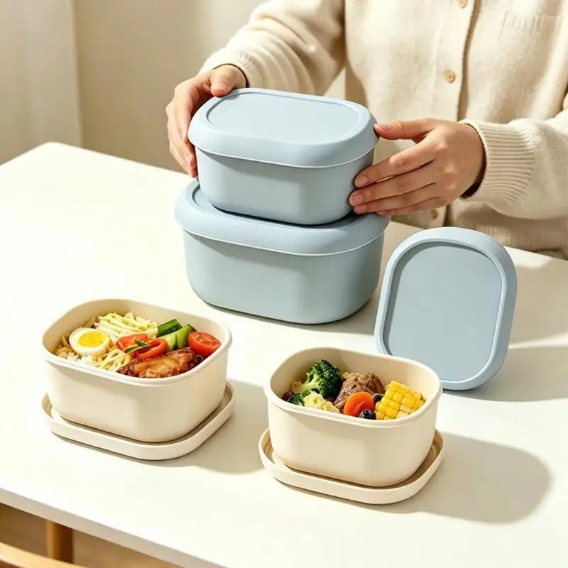 1/3Pcs New Food Grade Silicone Lunch Box With Lid Leak Proof 200 300 600ML Microwave Safe Food Container For Picnic