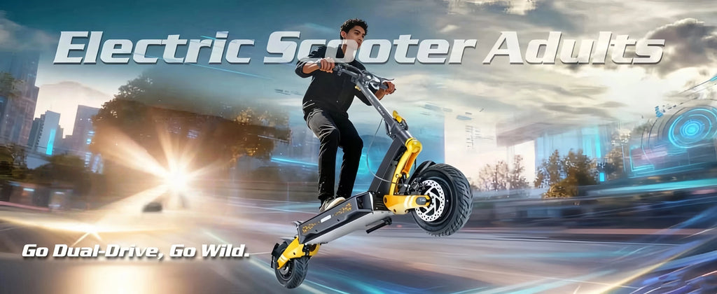 Foldable Electric Scooter for Adults, Motor 3000W*2, 50V 23Ah Battery, Long Range 50-70 Miles, 10" Off-Road Tires, High Power Commuter Scooter