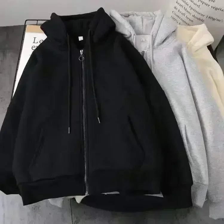 2026 American Fashion Trend Fur Collar Zipper Hoodie Men Street Hip Hop Retro Loose Sweatshirt Unisex Fleece Padded Warm Hoodie