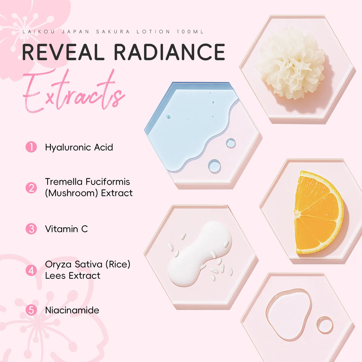 LAIKOU Sakura Face Lotion Moisturizing Essence  Shrink Pores Repairing  Improve Skin Elasticity  100ML