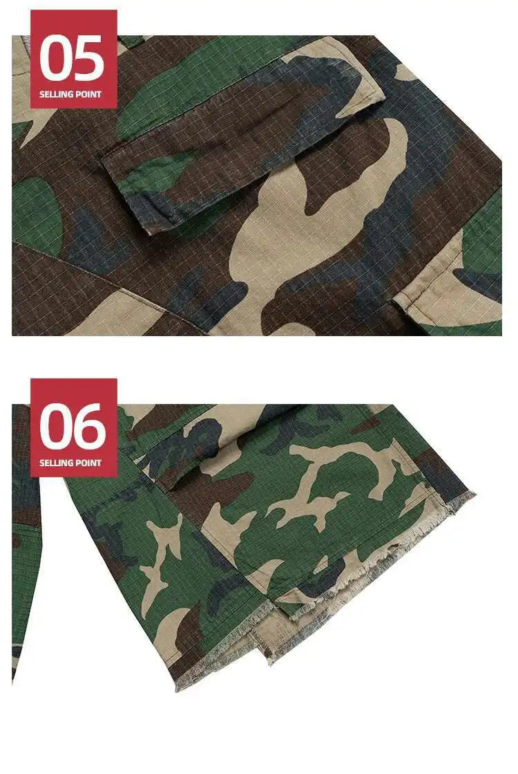 PFNW Men's Summer 2025 New Camouflage Calf-length Cargo Pants Buckle Belt Drawstring Men's And Women's Casual Shorts 28W6060