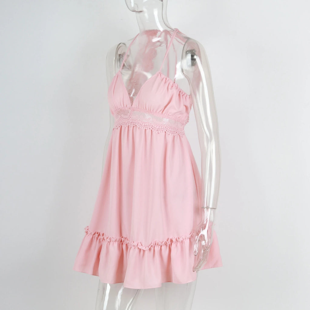 Sexy Strapless Floral  Waist Dress Cross-Border Elegant Cotton Blend Wrap Chest Style No Sleeve Summer New Arrival