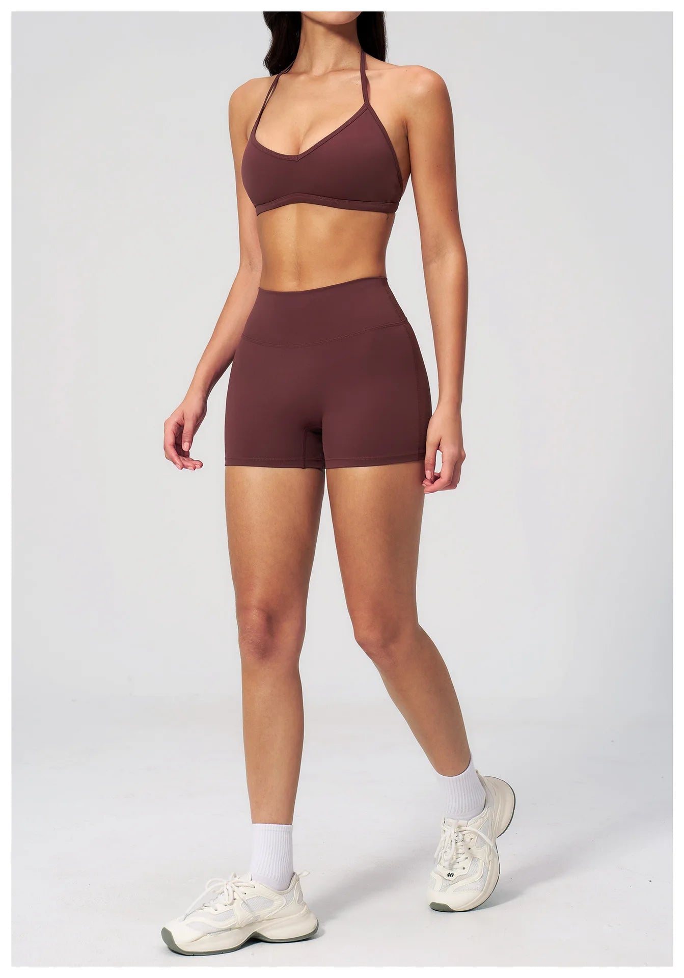 2 Pieces Yoga Set Women Tracksuit Backless Halter Tops High Waist Shorts Gym Suits Fitness Sportswear Workout Sets Athletic Wear