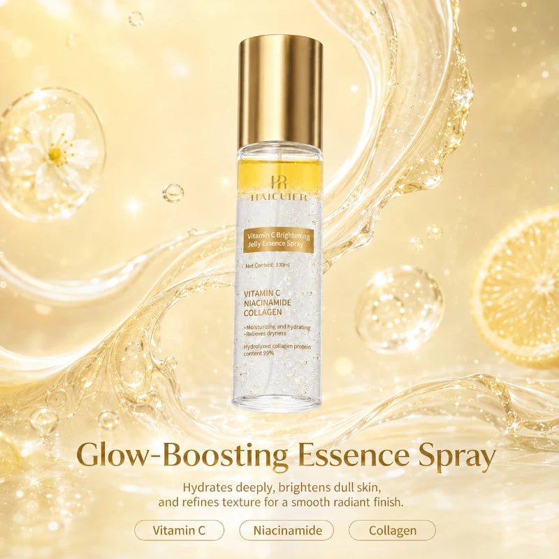 PDRN Vitamin C Jelly Essence Spray 100ml, Niacinamide Collagen Glow Soften Relieve Dryness Pre-makeup Spray Daily Skincare Set