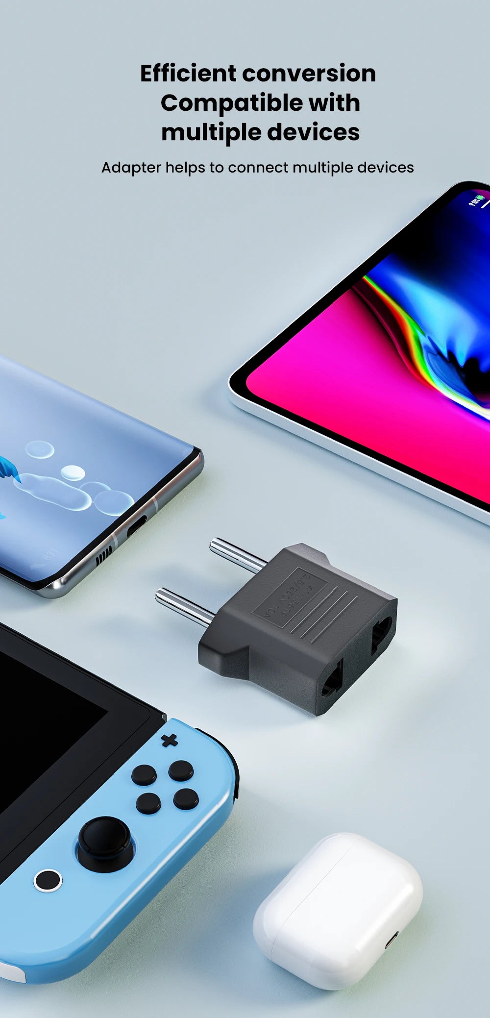 Electrical Socket Plug Adapter US to EU Converter Plug Power Travel Adapter American China KR To Europe Plug Adapter 4.8mm/4.0mm