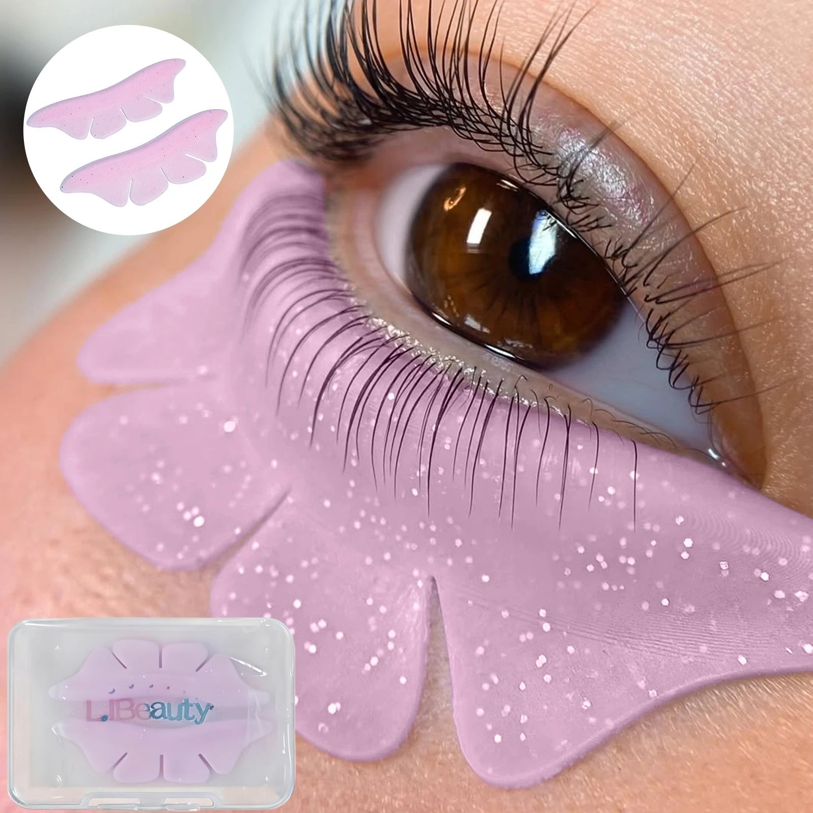 Libeauty 1 Pair Silicone Glitter Butterfly Lash Lift Shield Eyelash Perm Pads Lash Lifting 3D Eyelash Curler Accessories Tool