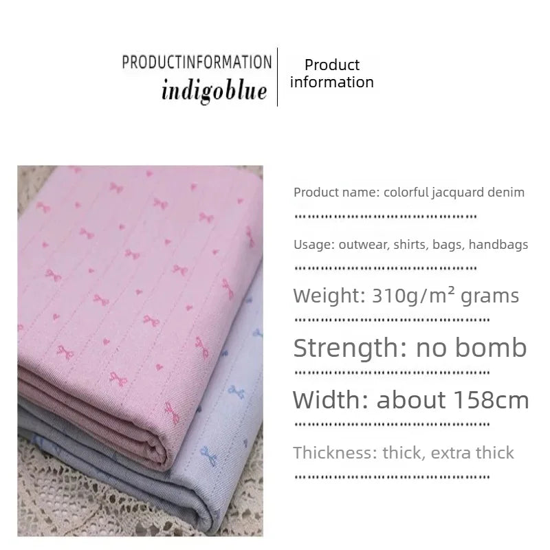 Cute Exquisite Bow Denim Fabric Premium Quality Clothing Dress Curtains DIY Home Decoration Craft Sewing Bag Making Material