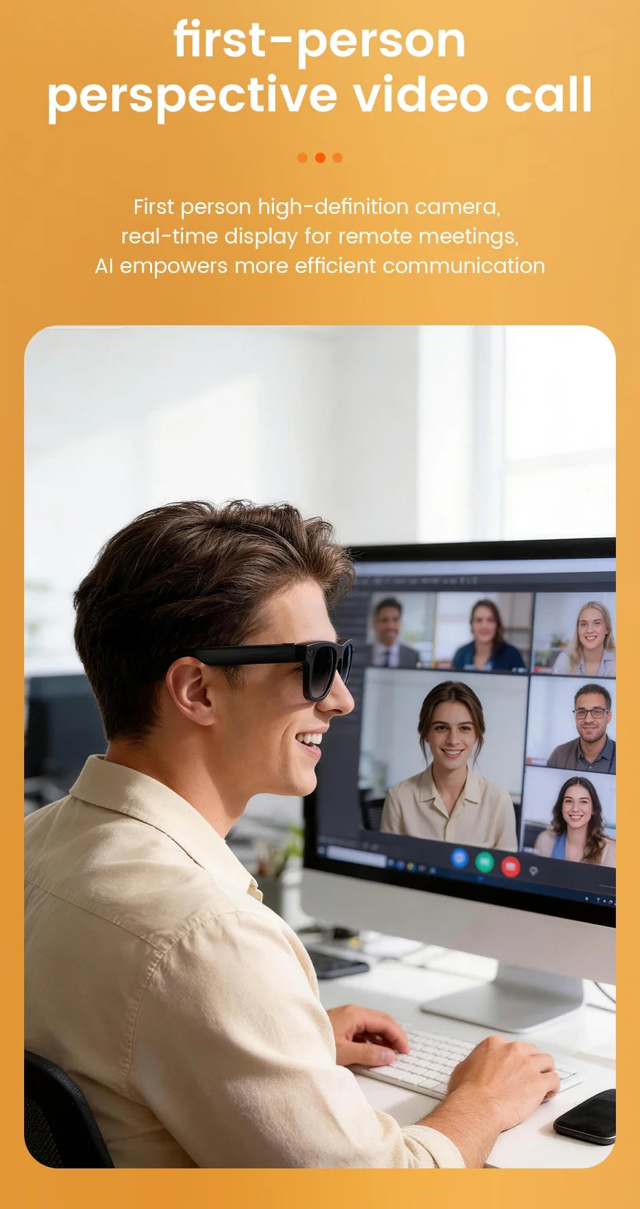 2026 New Smart Glasses 800W HD Camera WIFI Transmission Anti-shake Video Recording AI Translation Music Wireless Call Sunglasses