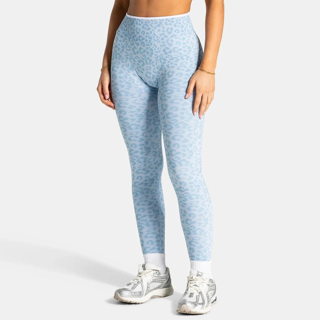 NO LOGO Women leopard print yoga fitness suit, contrasting edge sports bra high waisted leggings running cycling headband