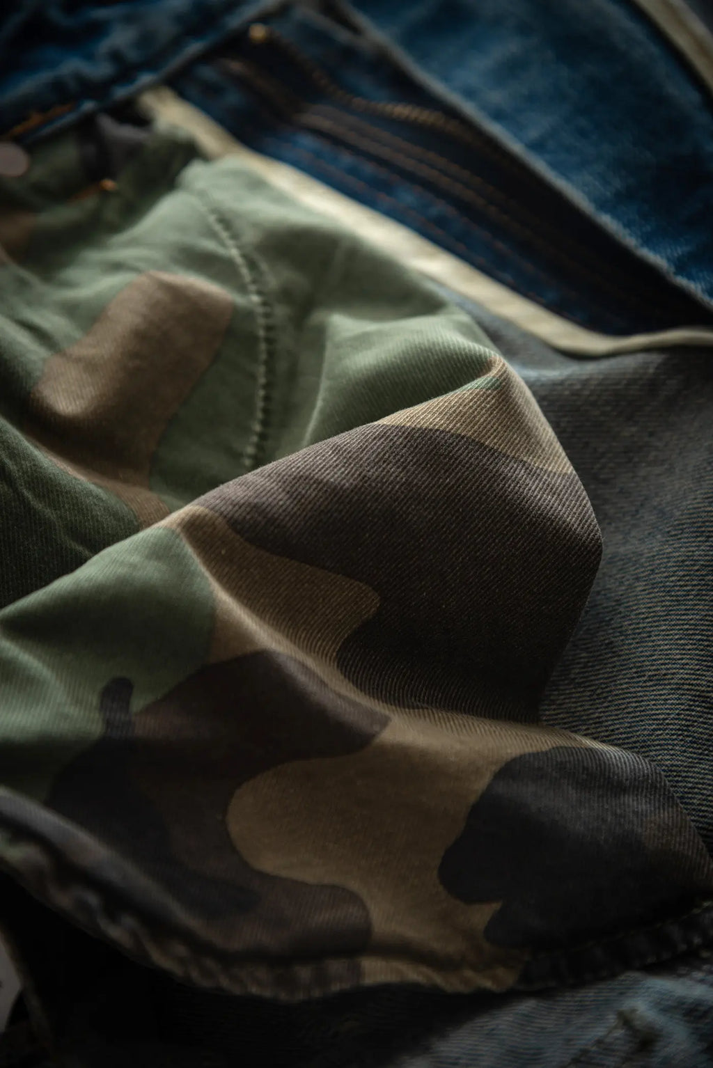 Summer New American Retro Camouflage Patch Pocket Denim Shorts Men's Fashion 88% Cotton Washed Old Straight Casual 5-point Pants
