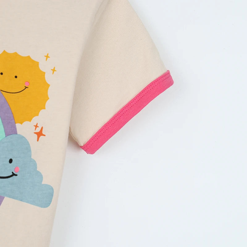Little maven Summer Tops Baby Girls New Fashion Children's Clothing Rainbow Flowers T-shirt Cotton for Kids Clothes 2-8 Years
