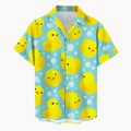 2025 New Men's Shirt Little Yellow Duck 3D Printed Funny Hawaiian Beach Tops Short Sleeve Casual Fashion Blouse Social Shirt