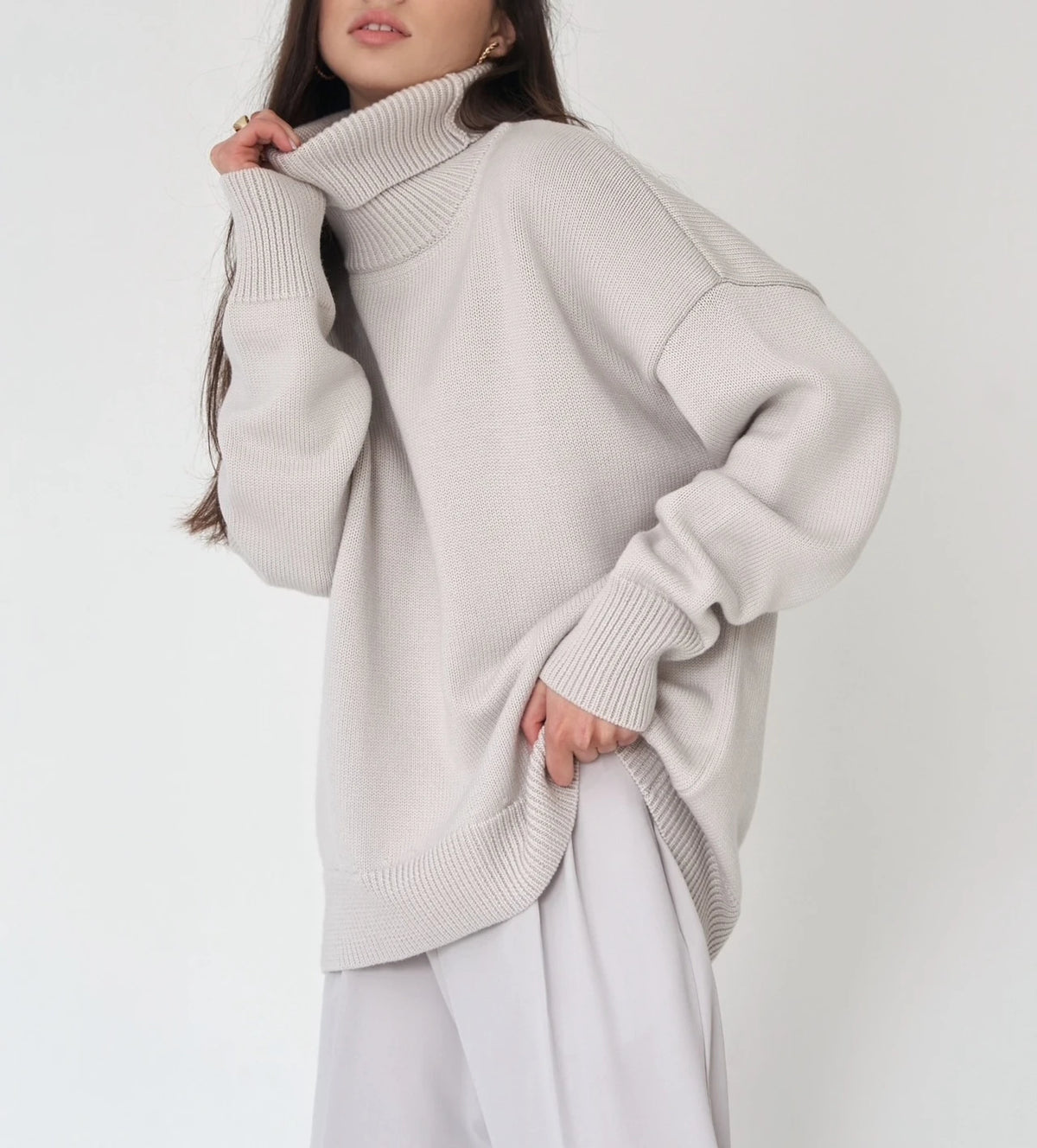 Bornladies Women Turtleneck Sweater CHIC Autumn Winter Thick Warm Pullover Top Oversized Casual Loose Knitted Jumper Female Pull