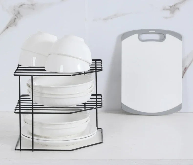 Kitchen Seasoning Corner Rack Pot Dish Food Sundries Organizer Rack Non Punching Portable Storage Table Kitchen Bathroom Holder