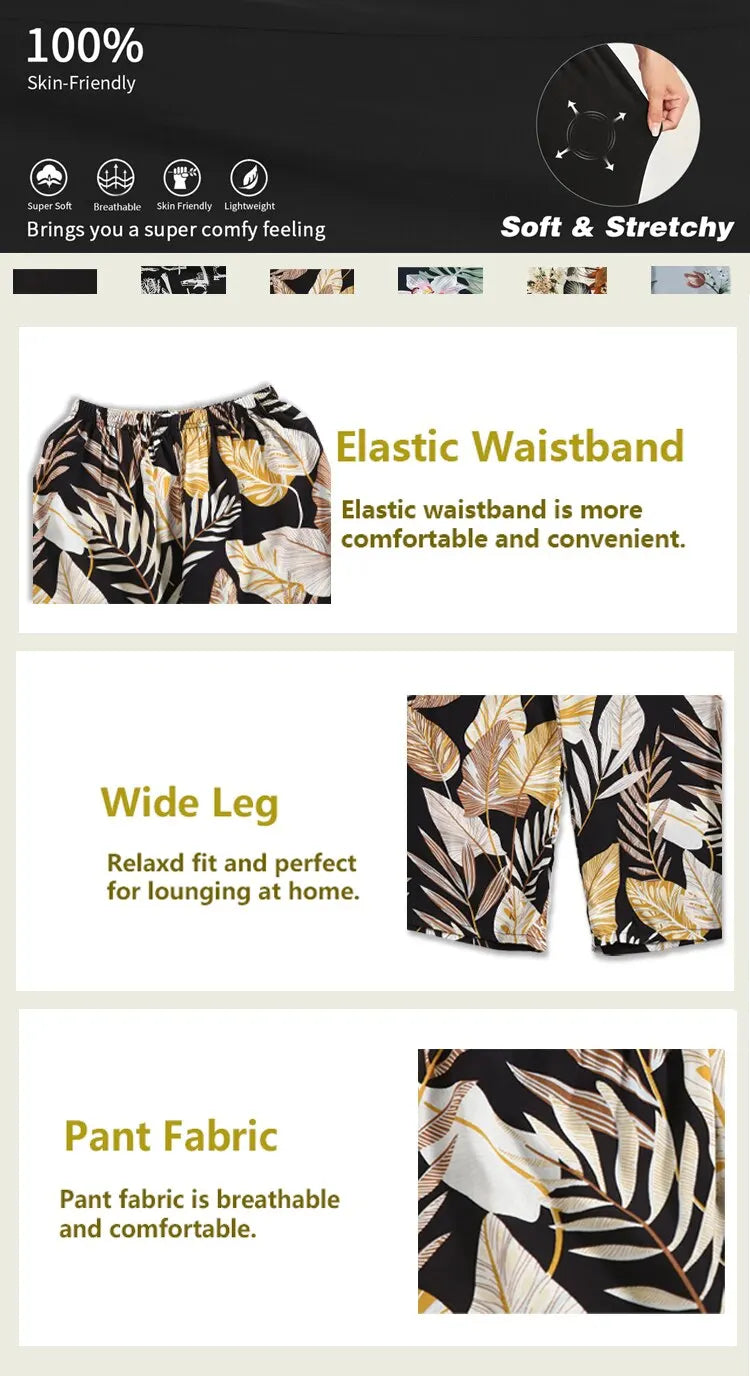 Women Casual Loose Wide Leg Cozy Pants Sweatpants Pants Summer Beach Pants High Stretch Elastic Waistband