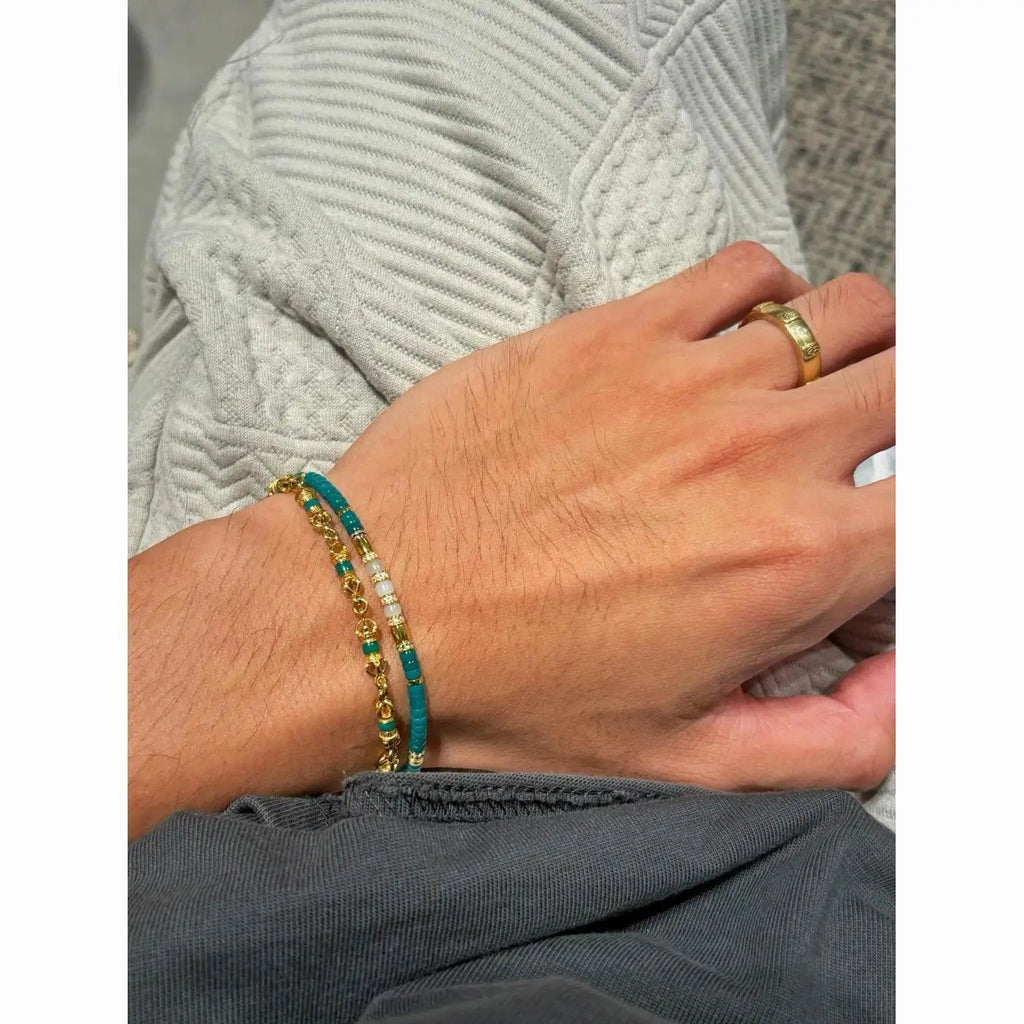 9999 24K real gold Tibetan-style turquoise beaded bracelet ancient color vajra accessories bracelet men and women