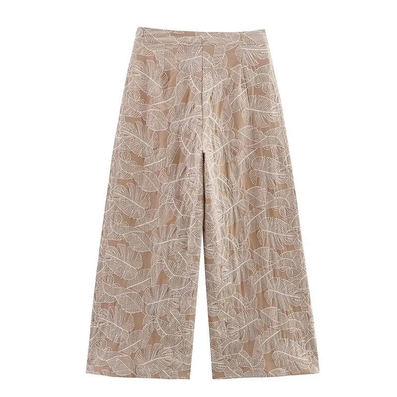 Women Two Pieces Pants Sets 2026 New Fashion Embroidery Crop Top + Trousers Women's Suit Casual 2 Piece Set Woman Outfits