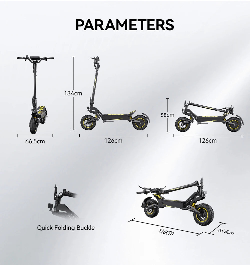 OOTD T10 Adult Foldable Electric Scooter(Yellow), Max 900W Motor & 18Ah Battery, 45-60km Range, 11 Inch All-Terrain
