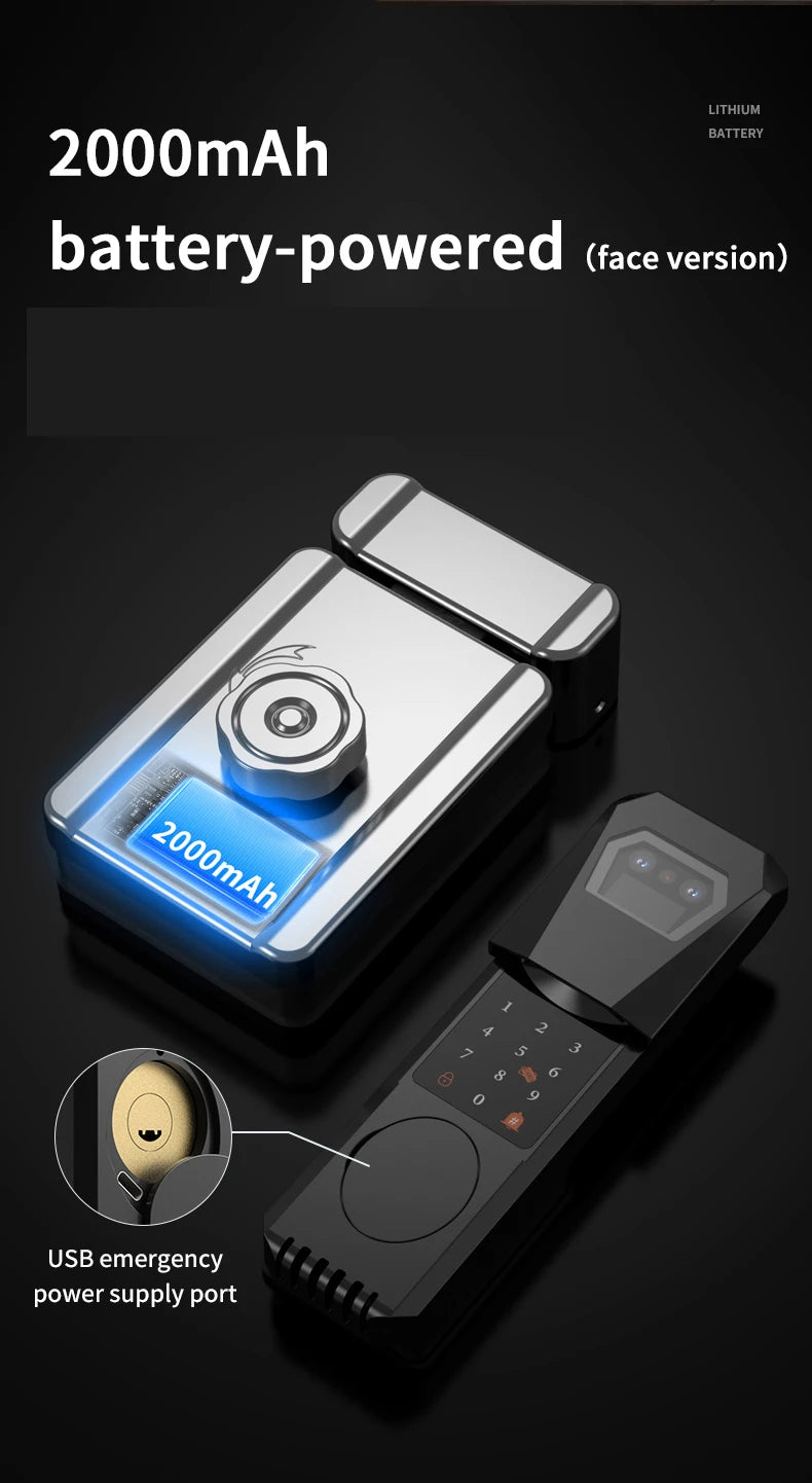 Waterproof Tuya Wifi Smart Lock with 3D Face Recognition Intercom 13 Languages Voice Prompt Display Fingerprint Passcode IC Card