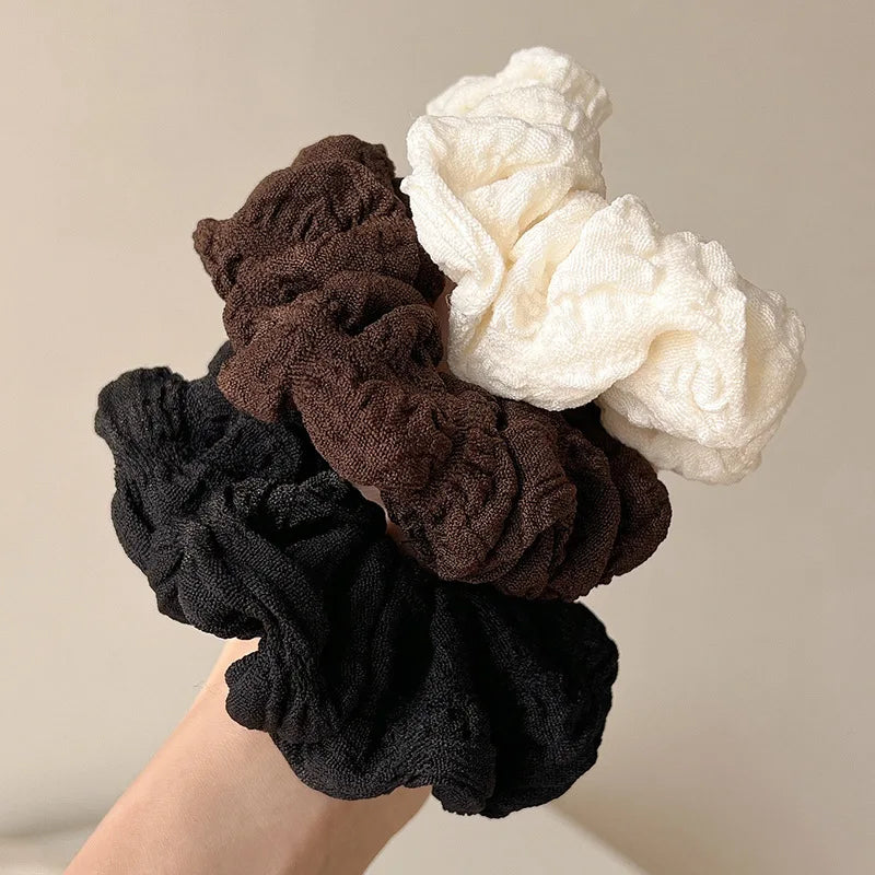 1/3pcs Solid Color Pleated Hair Tie for Women Brown Elegant Daily Wear Hair Ring Fashion Girls Scrunchie Hair Accessories