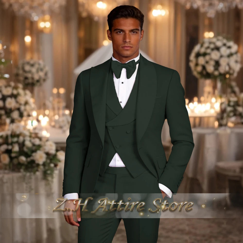Elegant Pink Men's 3pcs Suit Spliced Satin Lapel Jacket Vest Pants Custom-Made Set for Wedding Groom Cocktail Birthday Party