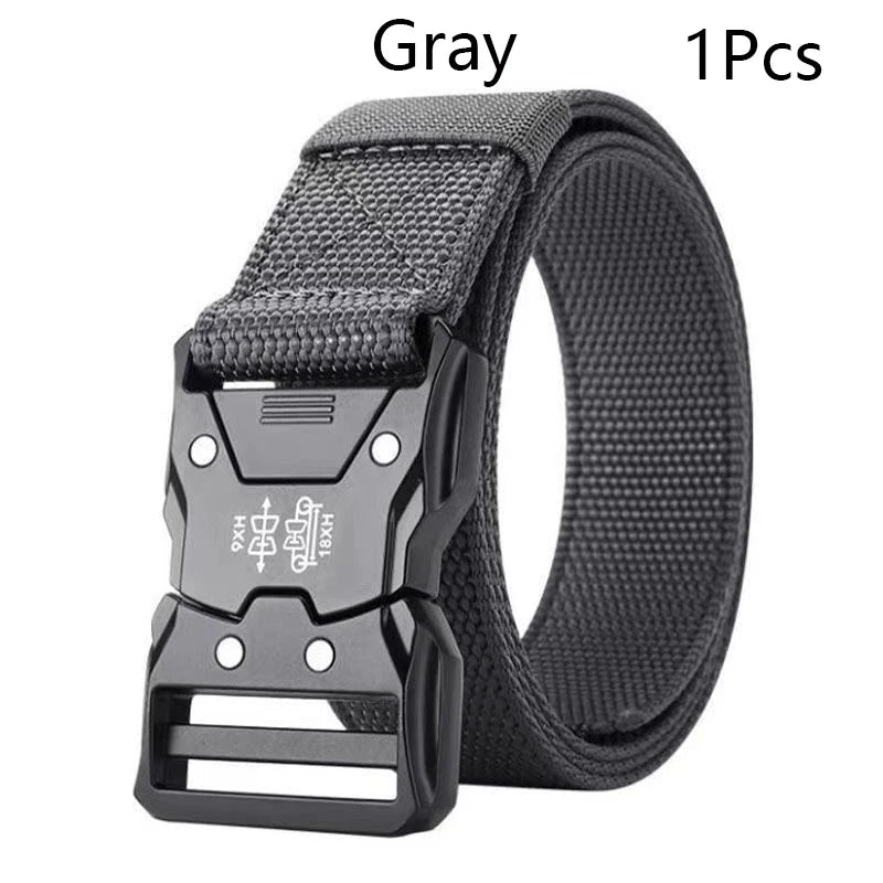 Men's Tactical Belt Versatile Durable Nylon Canvas Belt Outdoor Hunting Automatic Buckle Military Training Pants Belt for Men