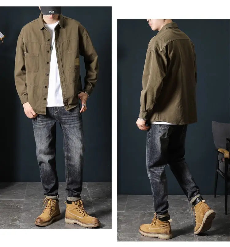 Oversized Men's Long Sleeve 100% Cotton Shirts Male Tops Big Size Fashion Casual Jacket Loose Fit Spring Outwear Plus Large 7XL
