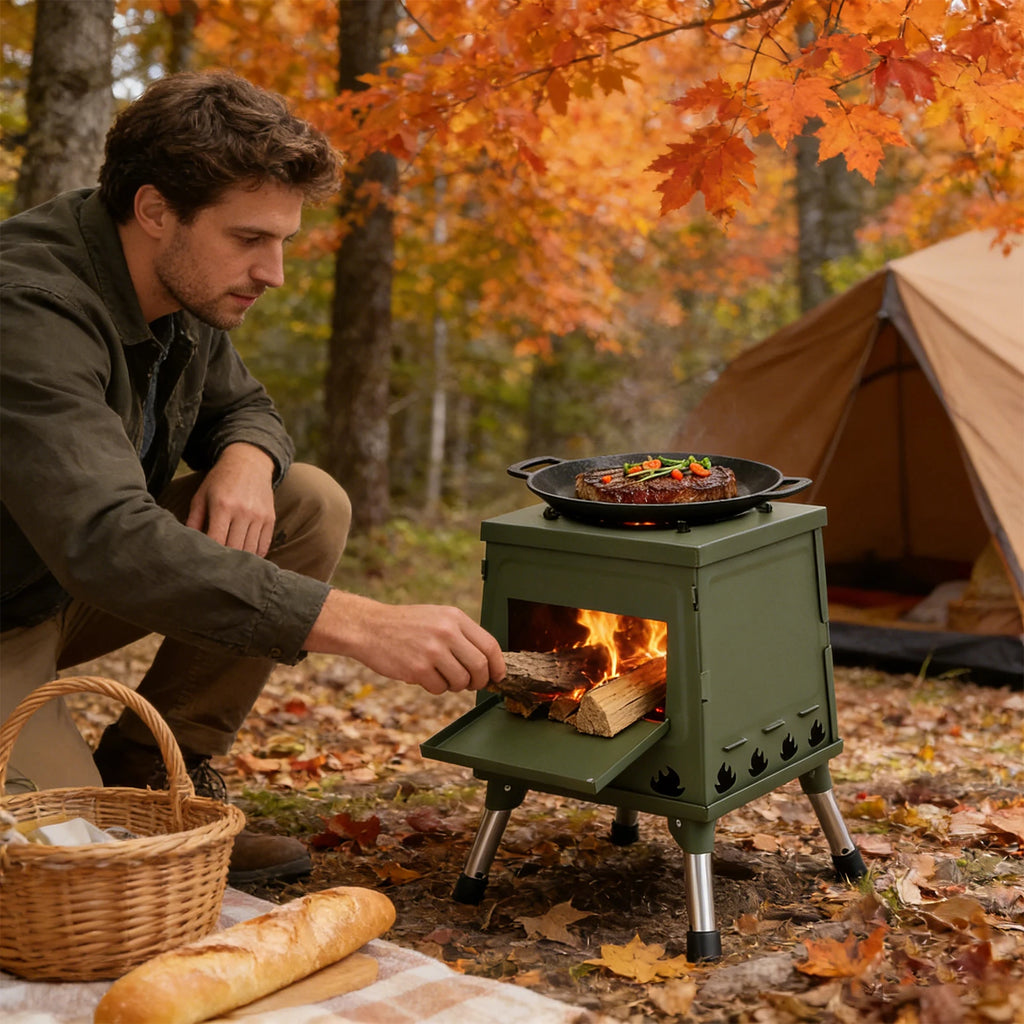 Tent Stove | Black/Green | Portable Wood Stove for Camping Outdoor | Tent Heater Camping Stove Wood Tent Stove Outdoor