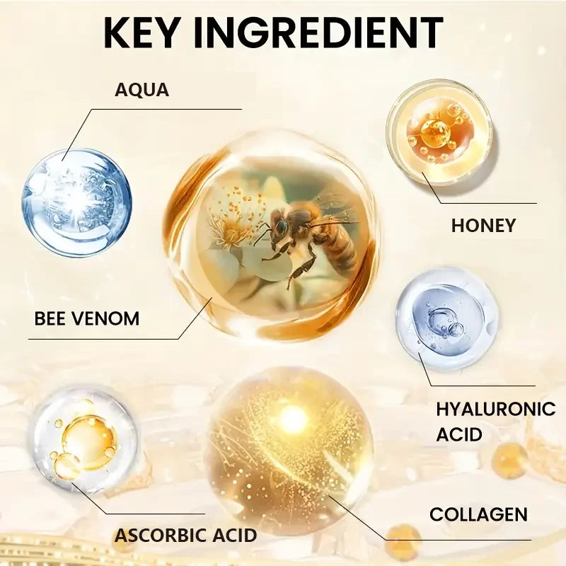 Bee Venom Face and Neck Care Stick, Light Beige Firming Essence Moisturizer, Vitamin E and Hyaluronic Acid, Smooth and Firming, Suitable for All Skin Types