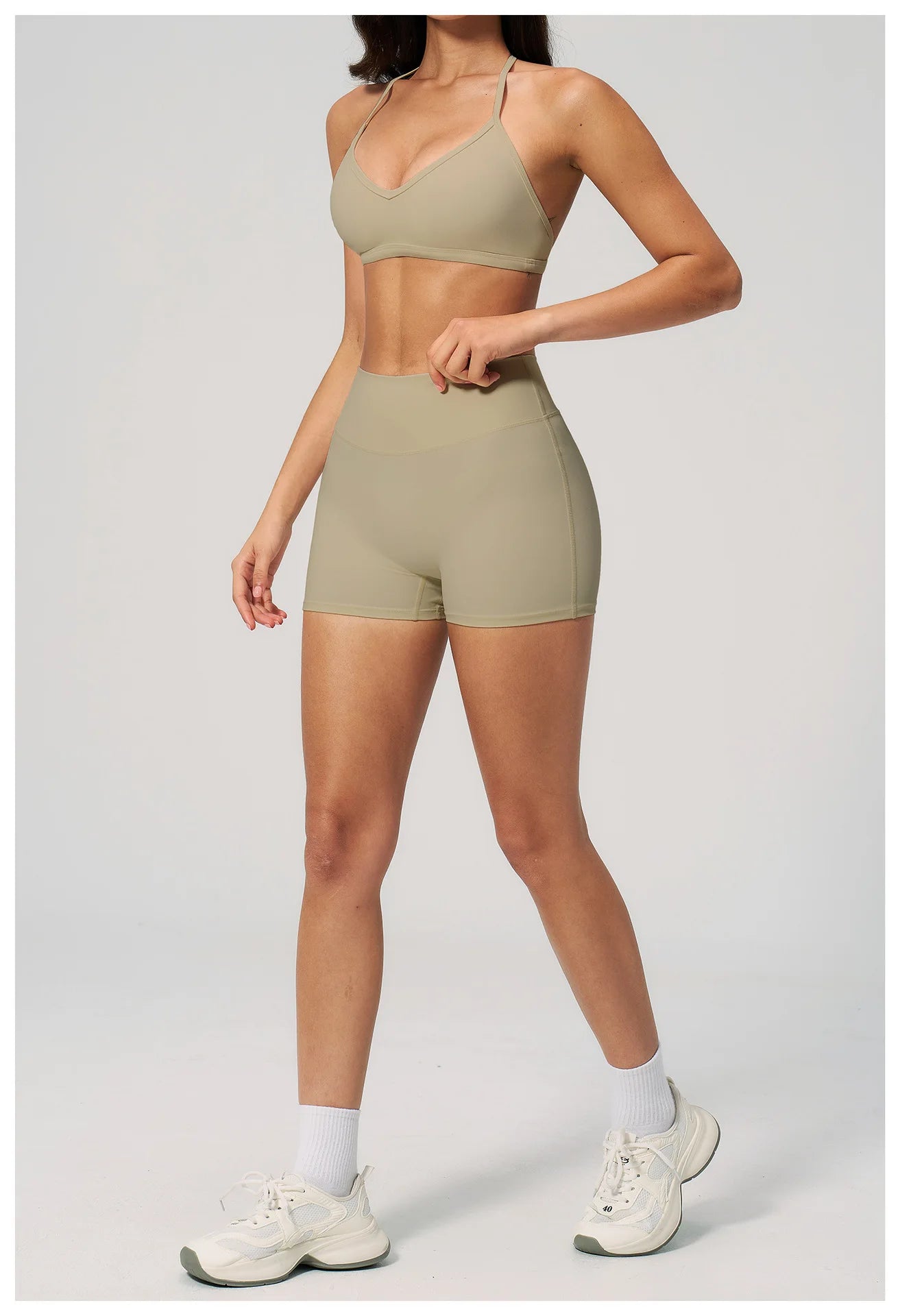 2 Pieces Yoga Set Women Tracksuit Backless Halter Tops High Waist Shorts Gym Suits Fitness Sportswear Workout Sets Athletic Wear