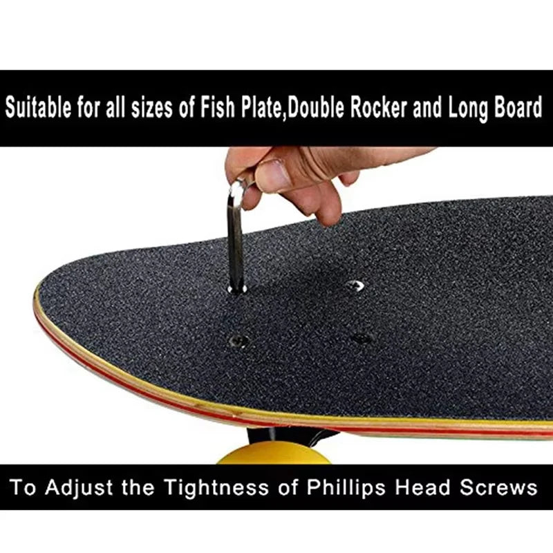 Skate Tools Multi-Function Portable Skateboard T Shape Accessory with Allen Key Phillips Head Wrench Screwdriver Tools Parts