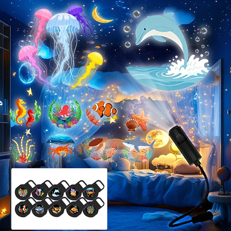 LED Projection Light USB LED Projector LED USB Ocean Life LED Projection Lamp LED Projector With 10 Patterns