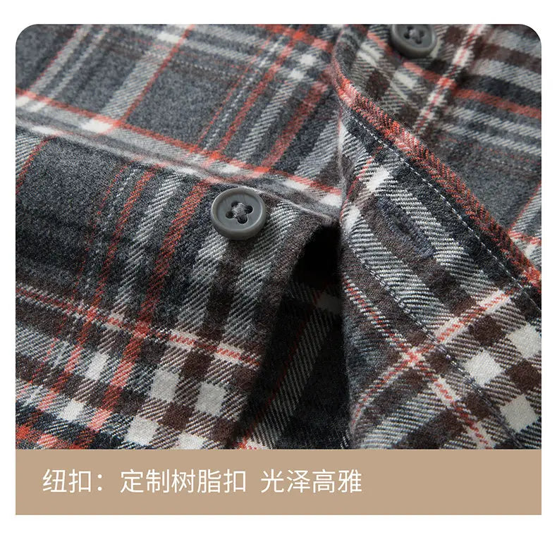 High-quality, fashionable, cool, casual and business-style pure cotton long-staple cotton men's check shirt with multi-color che