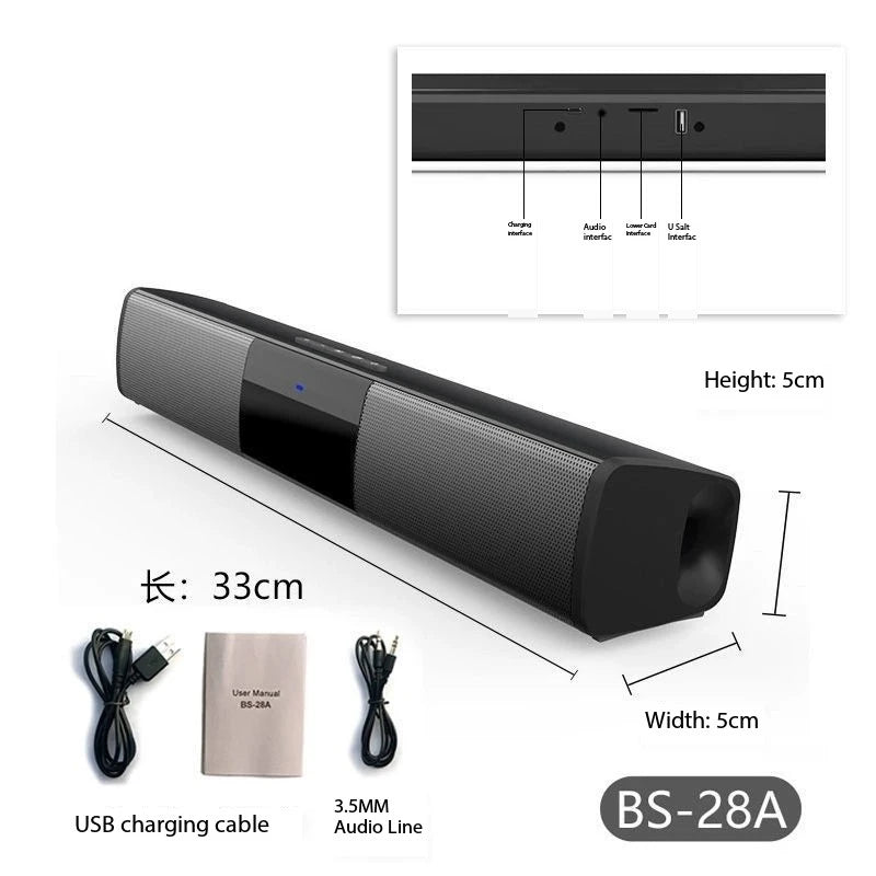 40W Soundbar TV Portable Bluetooth-compatible Speaker Sound Bar Wireless Column Home Theater Sound System RCA AUX For TV PC
