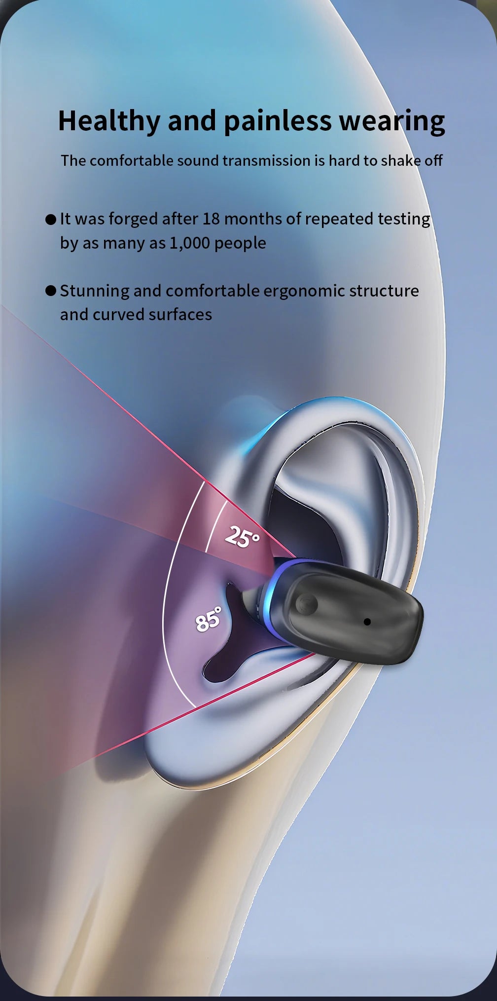 Wireless Bluetooth Earphone Sport Headset Long Time Wear Ultra Long Battery Life For iPhone For Huawei For OPPO Sport Earbuds