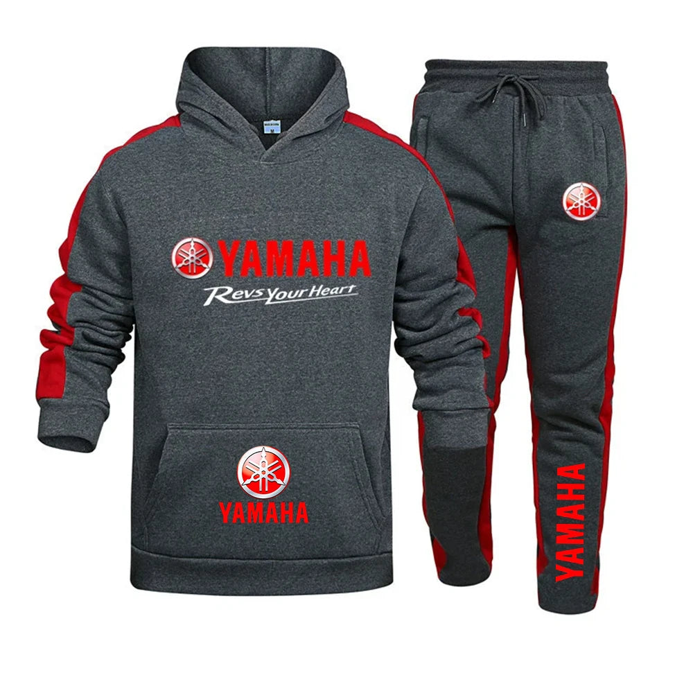 Fashionable and trendy men's Yamaha logo sports suit hooded sweatshirt sports pants autumn and winter daily casual sports joggin