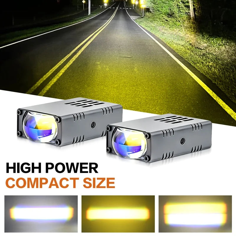 2X LED Headlight Bumper Fog Lamps Projector Lens Work Light Mini Driving Light Auxiliary Lights For Car Motorcycle