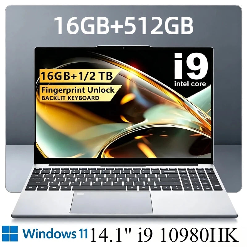 14.1 Inch Gaming Laptop Intel Core i9 10980HK 2.4 5.3GHz 32GB DDR4 2TB PCIe SSD Windows 11 Pro Portable Gamer Notebook Pro