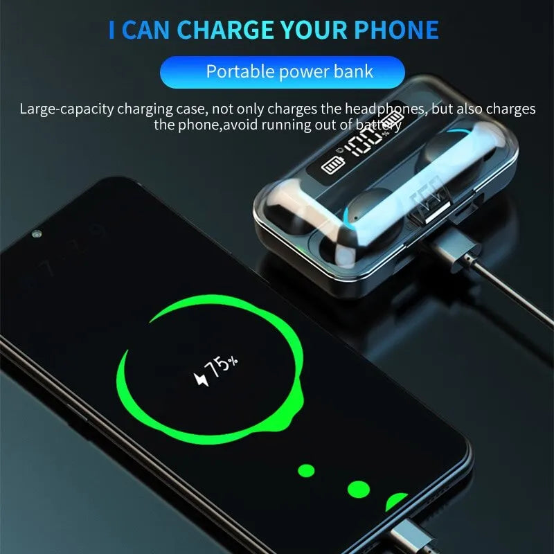 TWS Wireless Bluetooth 5.0 Earphones LED Display Sport Headset Power Display Waterproof For iPhone/Xiaomi/Huawei Sport Accessory