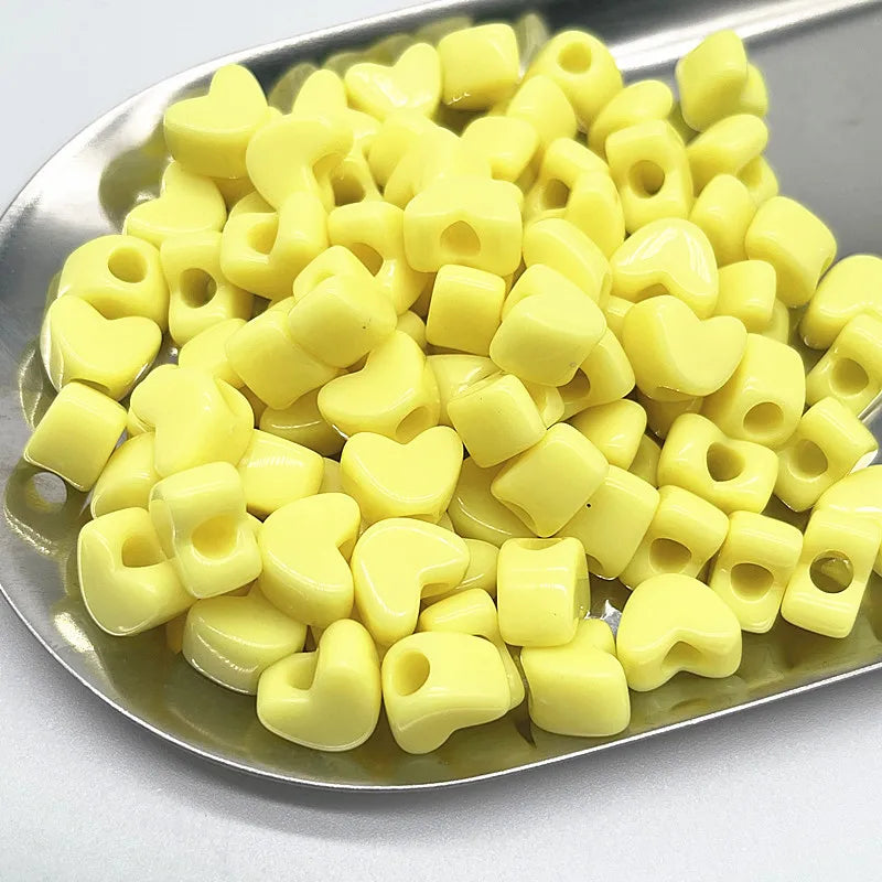 NEW 30pcs11*6mm Candies Colour Big Hole Heart-shaped Acrylic Loose Spacer Beads for Jewelry Making DIY Bracelet Accessories