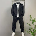 Men's casual collar jacquard shirt and pants two-piece set, spring and autumn new fashion and handsome set, complete set