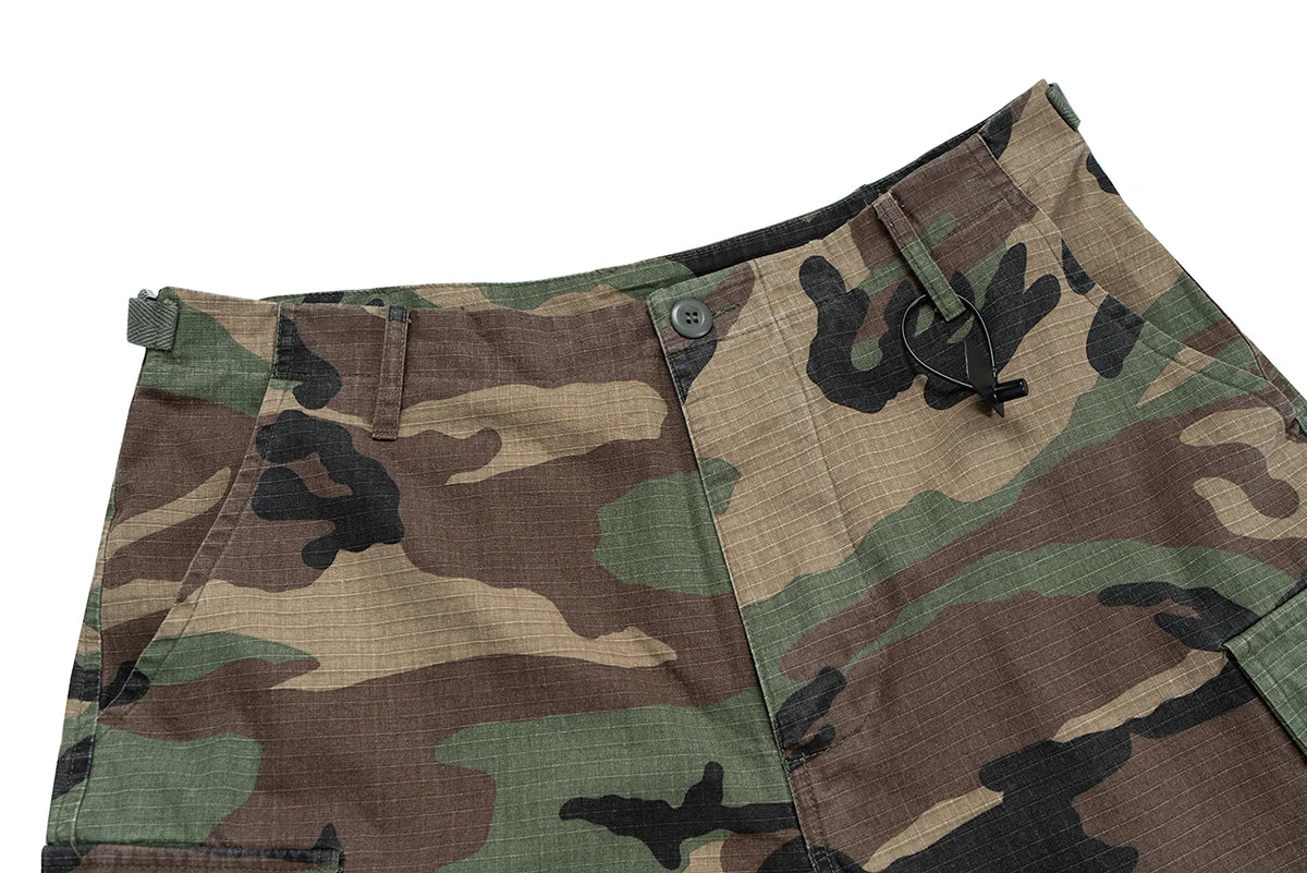 M65 Silhouette Camouflage Cargo Cropped Shorts for Men Wide Leg Patchwork Baggy Summer Shorts Oversized Loose Over Knee Pants