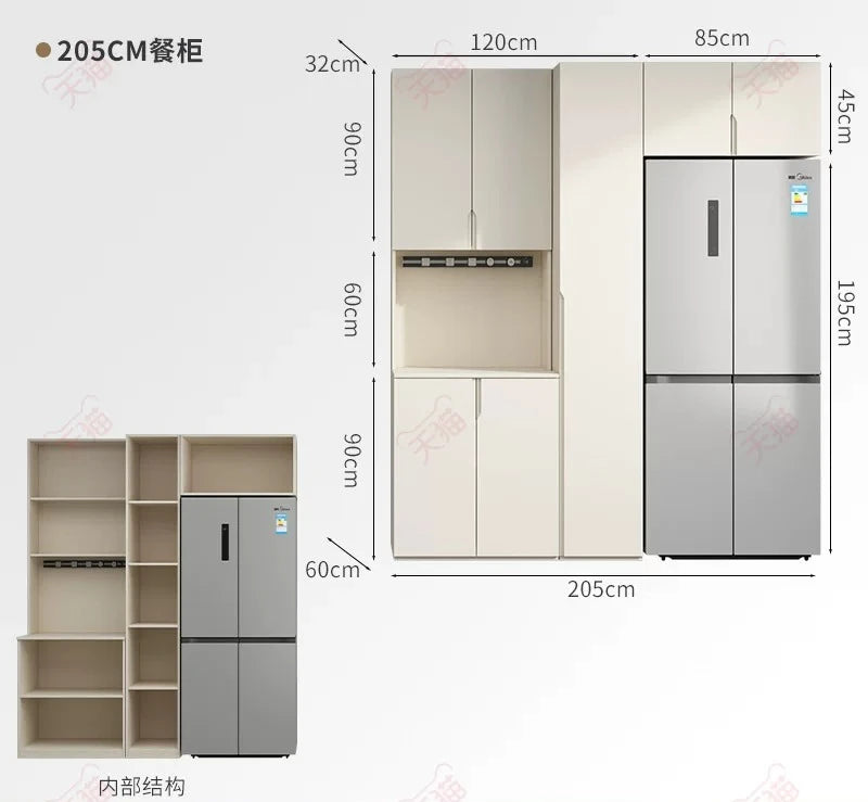 LTT Simple Modern Side Cabinet Embedded Refrigerator Cabinet Kitchen Living Room Locker