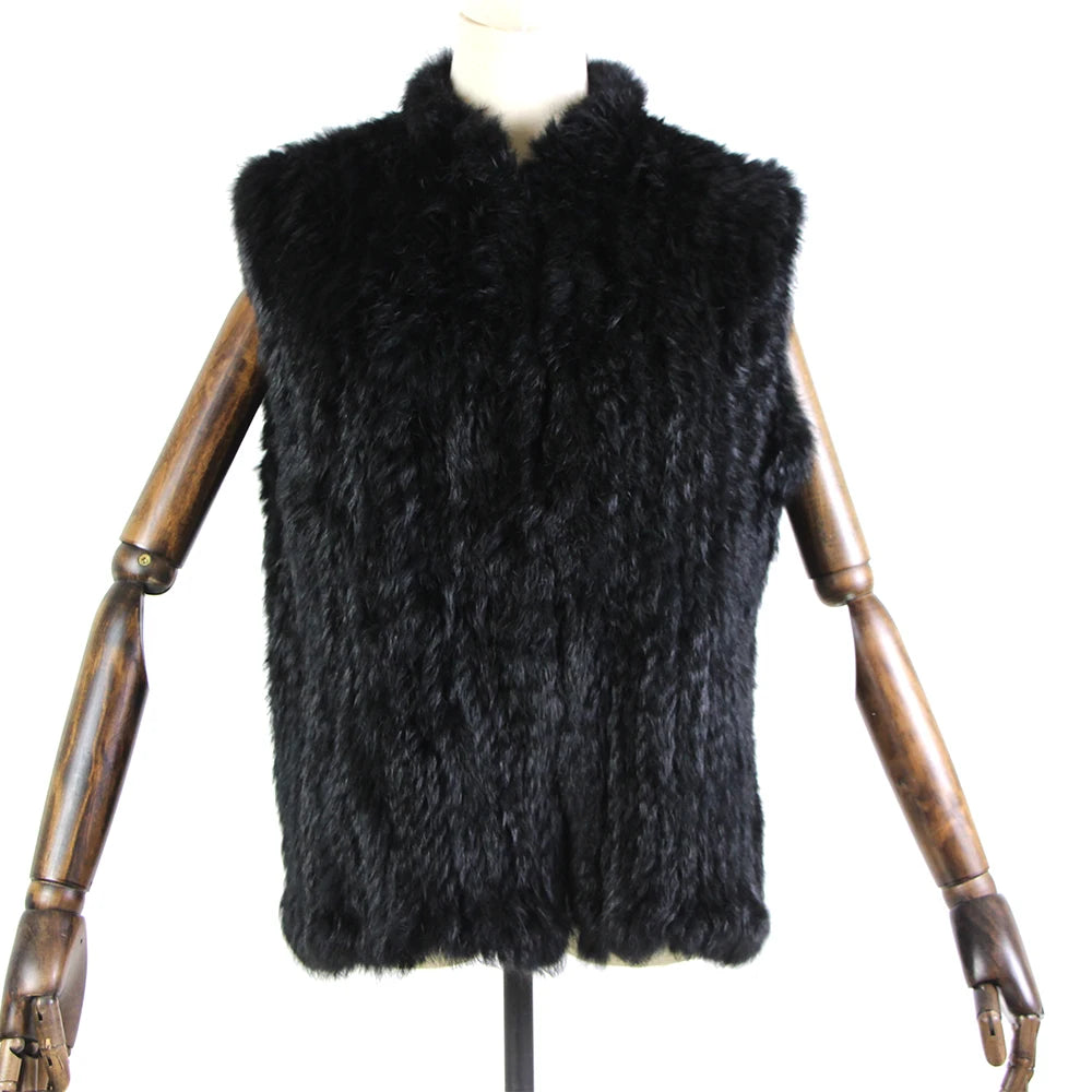 17 colors woman girl real rabbit fur vest jacket spring winter warm genuine rabbit fur knit coat vest black beige