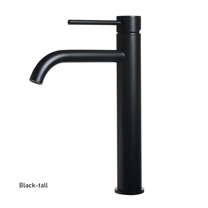 Brushed Gold Bathroom Basin Faucet Cold And Hot Mixer Water Tap Deck Mounted Single Hole & Handle Tall Style Brushed Rose Gold