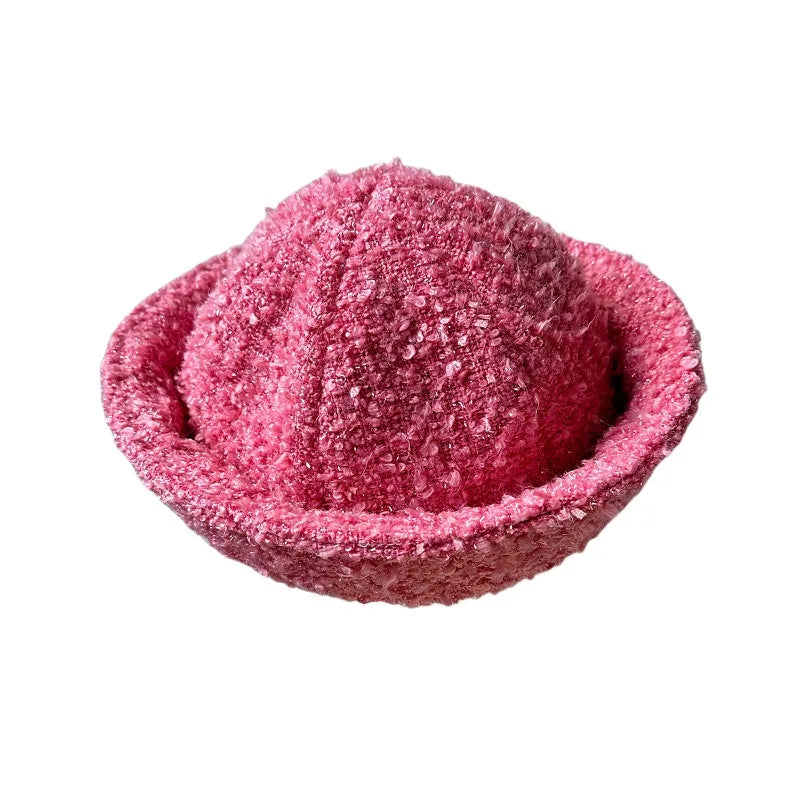 Fall Elegant Tweed Berets for Women Sailor Hat Japanese Versatile Naval Winter Fashion Party Warm Cute Jk Y2K Bucket Hat