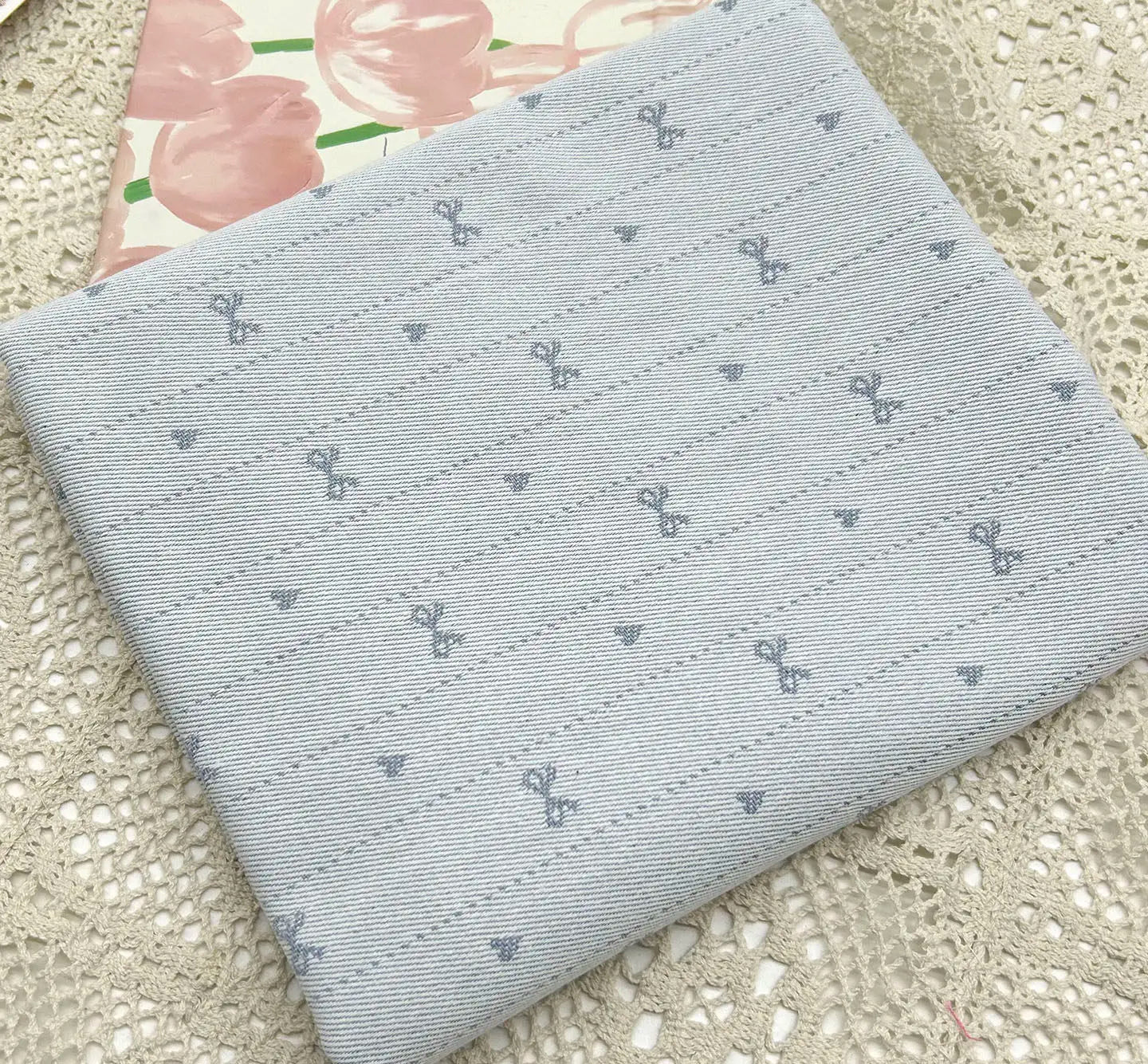 Cute Exquisite Bow Denim Fabric Premium Quality Clothing Dress Curtains DIY Home Decoration Craft Sewing Bag Making Material