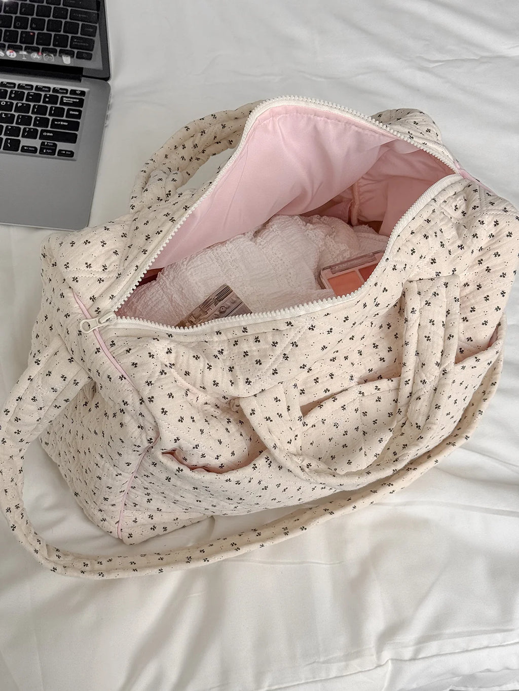 YT style fresh and sweet ins floral travel bag, new large-capacity handbag, student commuter tote bag