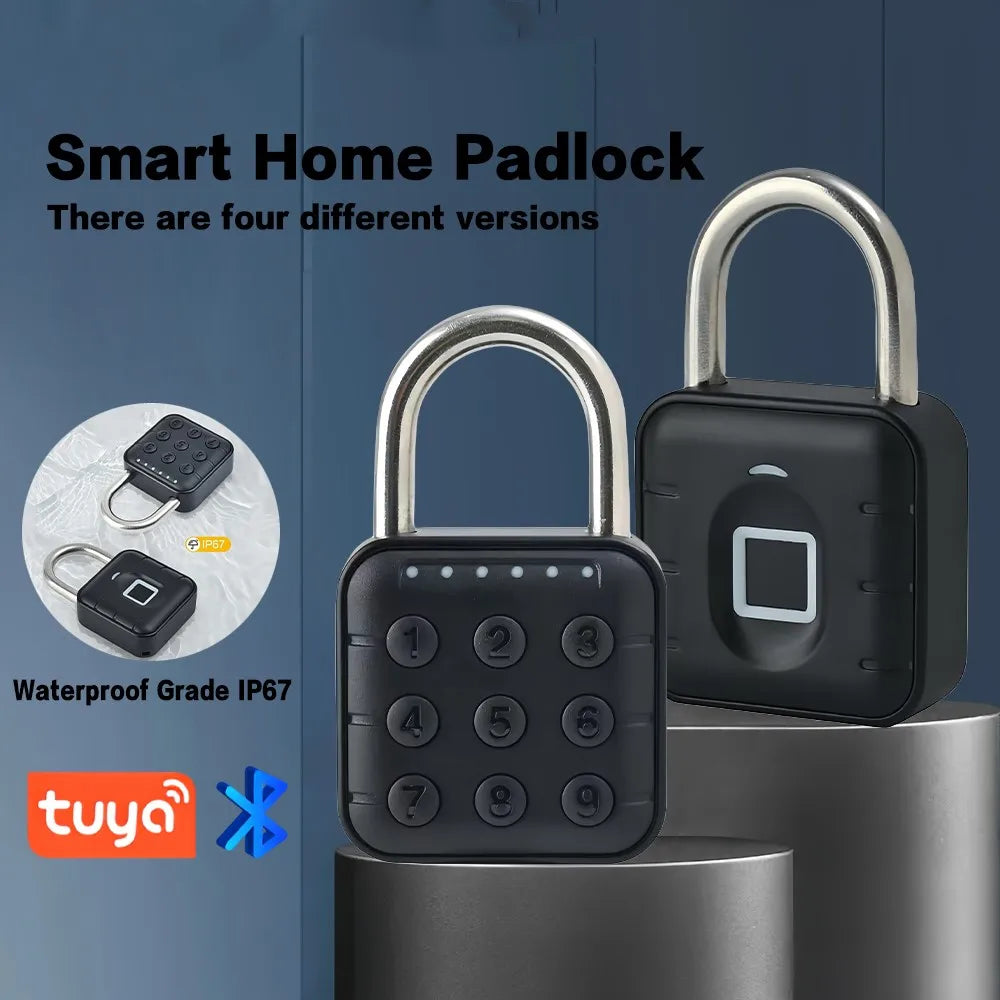 Electronic Lock Tuya Bluetooth Fingerprint Padlock Digital Luggage Lock APP Temporary Password Remotely IP67 Decompression Toys